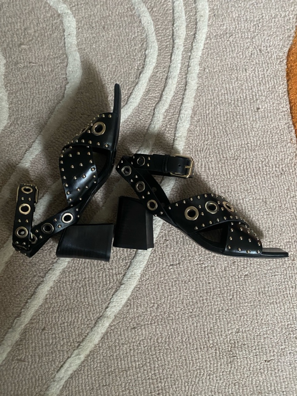 Maje Ankle Strap Block Heel Sandals